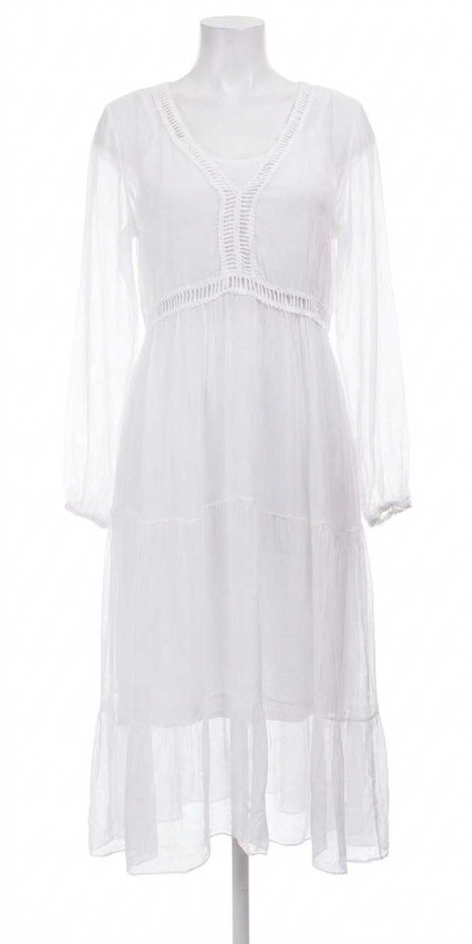 NEW GIGI MODA medina long sleeve midi dress in white